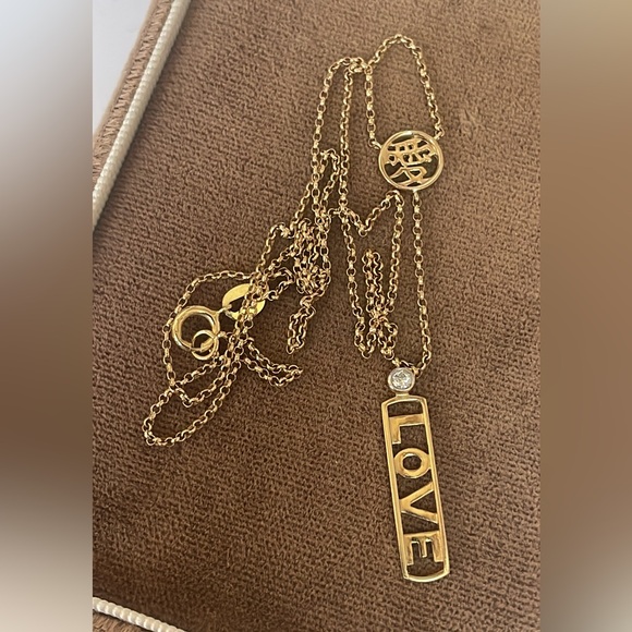 $1200 Mary Margrill M2 Solid 14K Yellow Gold LOVE SkippyDiggy Diamond Necklace - Picture 16 of 17